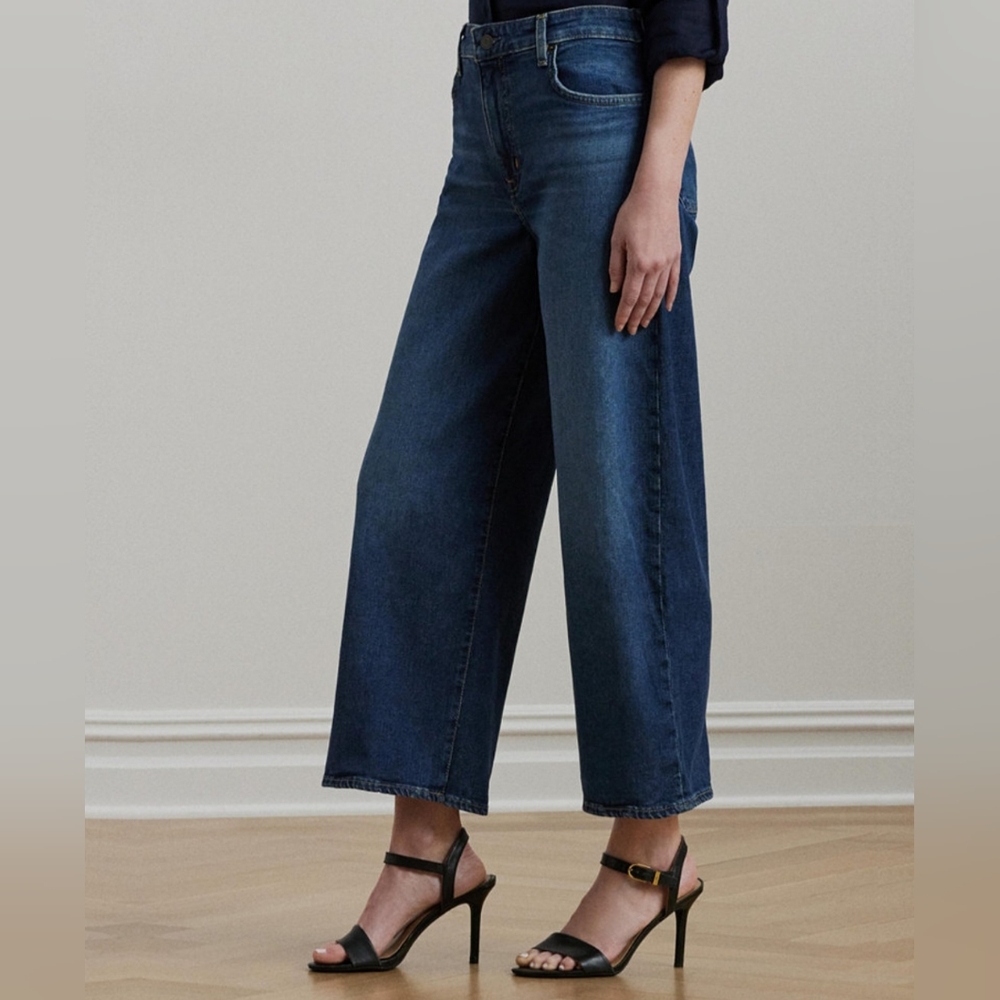 RALPH LAUREN WOMEN'S HIGH RISE WIDE LEG CROPPED JEANS SIZE 12 - Picture 4 of 5
